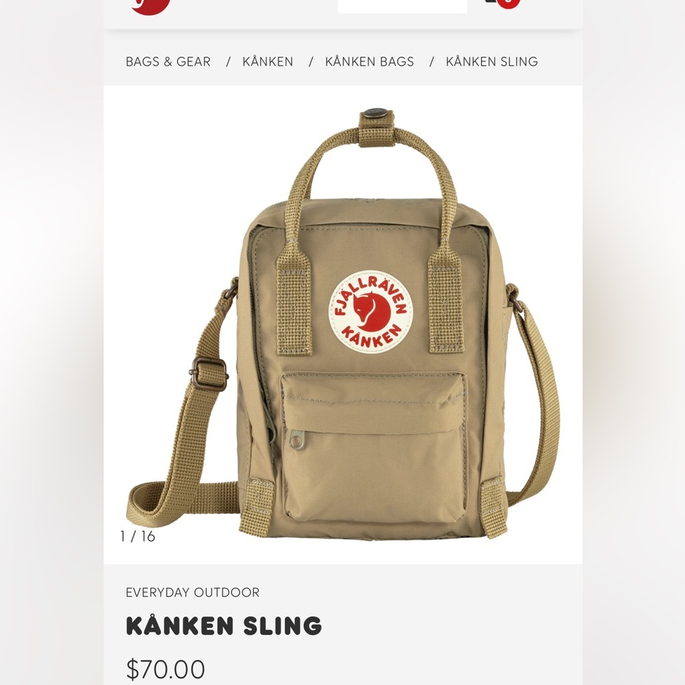fjallraven kanken sling backpack in color clay/ sand